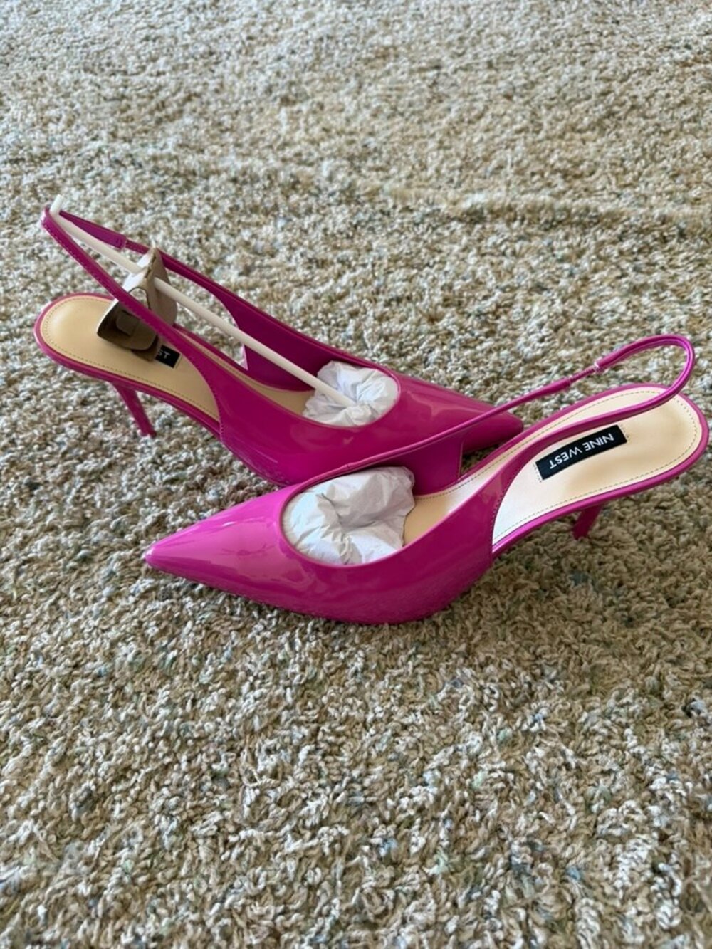 Nine West Palomma 3 Heels Pink Pattent Leather Pointed Toe Sz 11 NIB